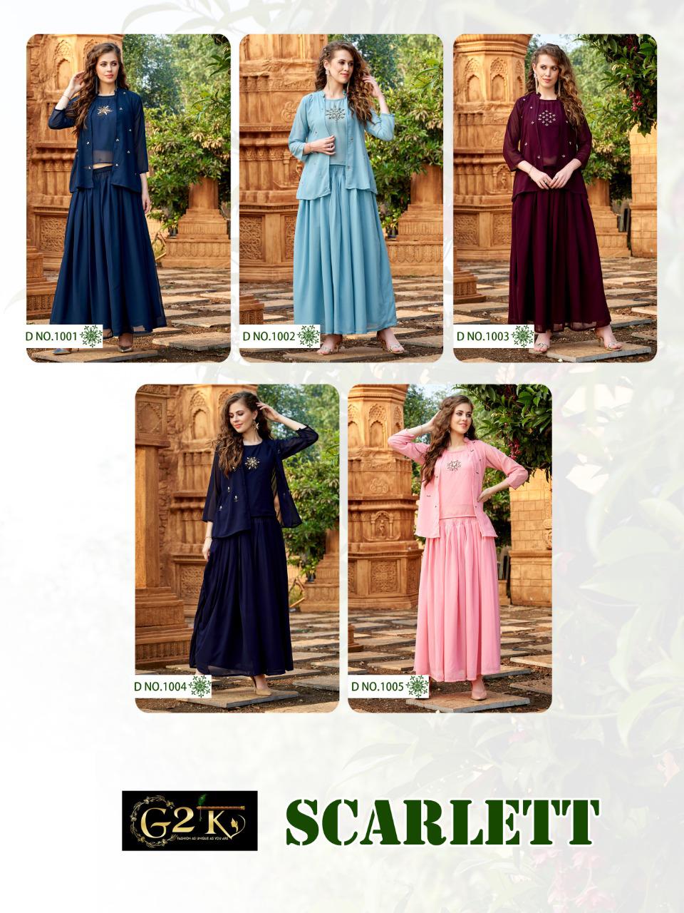 G2k Scarlett New Stylish Party Wear Top With Skirt And Jacket Latest Collection